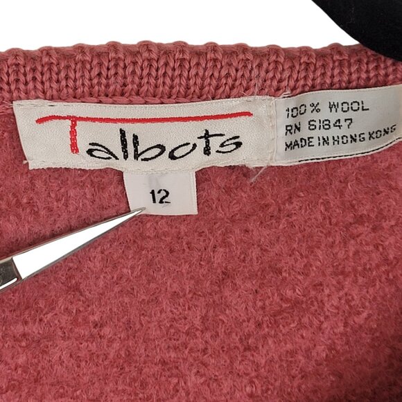 Vintage TALBOTS Mauve Pink Boiled Wool Jacket women's MED size 12 Button Front - Picture 7 of 9